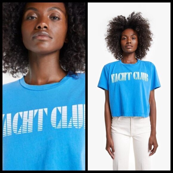 💕MOTHER💕 The Short Sleeve Slouch Tee Yacht Club Graphic Tee Blue XS NWT - Picture 1 of 16